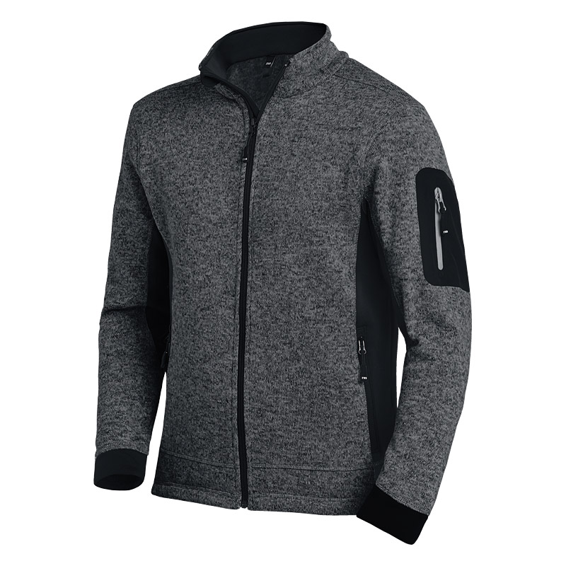 FHB CHRISTOPH Strick-Fleece-Jacke, anthrazit-schwarz